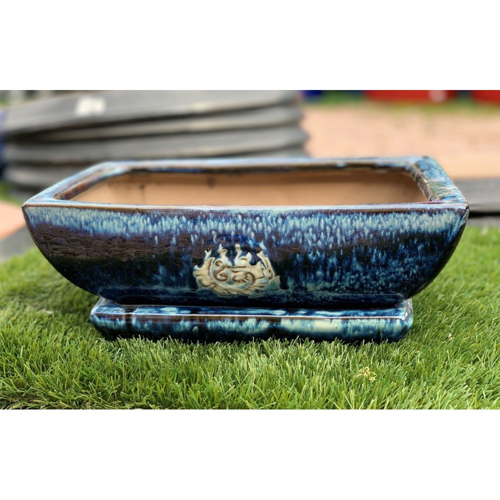 MACETA BONSAI RECTANGULAR AZUL